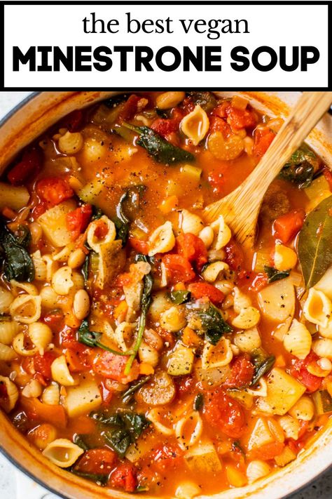 Vegan Minestrone, Vegan Minestrone Soup, Minestrone Soup Recipe, Vegetarian Soup Recipes, Vegan Soup Recipes, Minestrone Soup, Veggie Soup, Vegan And Gluten Free, Vegetarian Soup