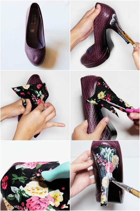 You don't have to buy a new pair of shoes to look good. Cos you can always transform your old pair of heels to something new, read on to learn how! Decorated High Heels, Diy Heels Makeover, Diy Shoes Heels, Diy High Heels, Upcycle Shoes, Indian Sandals, Diy Heels, Shoe Refashion, Shoe Makeover