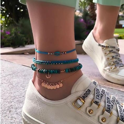 Bead Anklets, Bohemia Style, Rope Braid, Anklets Boho, Beach Anklets, Yoga Headband, Tank Top Outfits, Rice Bead, Yoga Accessories