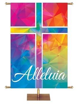 Hues of Grace Alleluia Banner Alleluia Banner, Church Banner, Worship Art, Cross Symbol, Church Banners, Worship Service, Directional Signs, Uplifting Words, Banner Stands