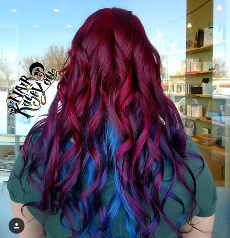 Red And Blue Hair, Brown Ombre Hair Color, Ombre Hair Color Ideas, Red Ombre Hair, Blue Ombre Hair, Vibrant Hair, Hair Color Unique, Red Ombre, Ombre Hair Color