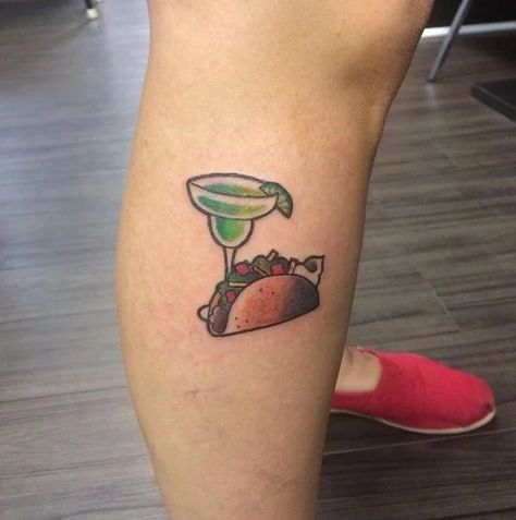 taco tattoo | margarita tattoo | tattoo ideas | tattoo inspo | tacos | tattoo Margarita Glass Tattoo, Taco Tattoo, Taco Tattoos, Wine Tattoo, Glass Tattoo, Matching Best Friend Tattoos, Food Tattoos, Bestie Tattoo, Dibujos Tattoo