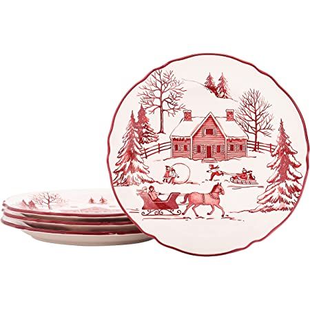 Christmas Dishes Dinnerware, Scallops Salad, Christmas Salad Plates, Salad Appetizer, Christmas Dinner Plates, Appetizer Plates Set, Vintage Holiday Decor, Plates Diy, Holiday Table Settings