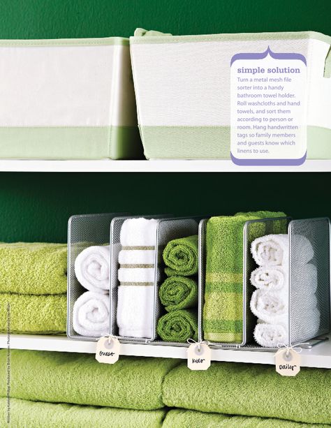 Great idea to organize washcloths Towel Storage Linen Closet, Dishcloth Storage Ideas, Towel Storage In Closet, Washcloth Storage Ideas, Dish Towel Organization, Washcloth Organization, Bed Sheet Organization Ideas, Rolled Towel Storage, Wash Cloth Storage