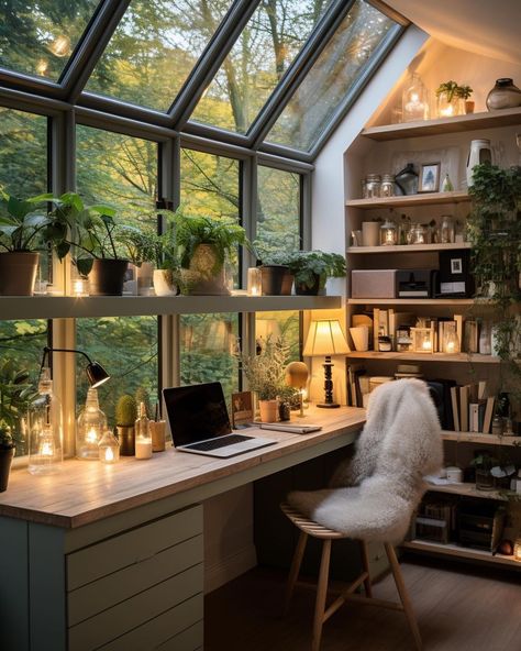 Fresh home office 🌱🤍 📸: @interioryesplz #interioryesplz #desksetup #deskinspo #planterior #urbanjunglebloggers #urbanjungleblog… | Instagram Sunroom Office, Office Goals, Garden Construction, Cozy Home Office, Interior Design Per La Casa, Food Tech, Construction Ideas, Home Office Inspiration, Lounge Ideas