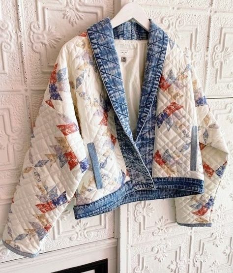 Quilted Jacket Street Style, Quilt Jacket Pattern, Quilt Clothing, Quilted Coat Pattern, Quilt Clothes, Quilt Coats, Quilted Jacket Pattern, Patchwork Quilt Jacket, Quilted Items