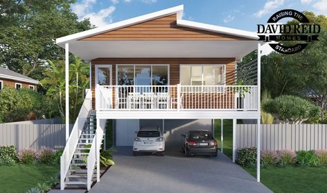 Griffin - David Reid Homes Australia Stilt House Design, Elevated House Design, Stilt House Plans, Elevated House, Raised House, Bedroom Traditional, 2 Storey House, Two Story House, House On Stilts