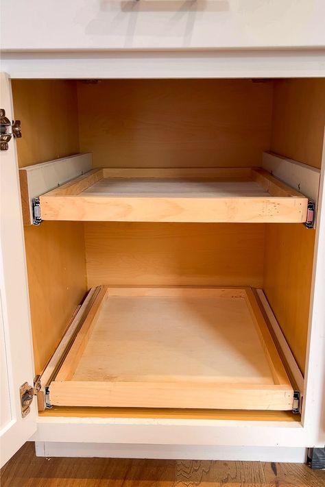 Diy Pull Out Shelves, Pull Out Kitchen Cabinet, Kitchen Cabinet Drawers, Diy Drawers, Diy Kitchen Storage, Kitchen Cabinet Remodel, Diy Kitchen Cabinets, Kitchen Cabinet Storage, Diy Home Repair