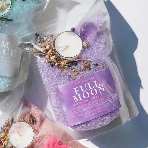 Faire — Unique wholesale merchandise for your store. Bath Salts Packaging Ideas, Bath Salt Packaging, Bath Salts Packaging, Bath Salt Containers, Bath Products Packaging, Spiritual Shop, Bath Salts Diy, Negative Vibes, Moon Bath