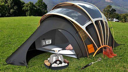 Do you love spending time with your family outdoors be it in the park, at the beach or in the woods? It’s a great outlet to bond and enjoy each other’s company. If you love outdoors and enjoy camping, you’ll agree that the tent is a very important equipment. It provides us shelter and comfort. [...] Solar Tent, Cool Camping Gadgets, Trampoline Tent, Mobile Architecture, Casa Hobbit, Container Cabin, Best Tents For Camping, Family Tent Camping, Cabin Tent