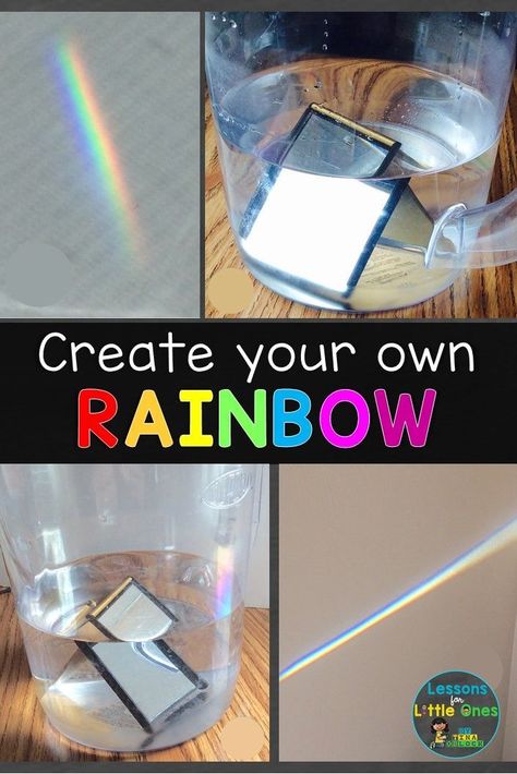 Preschool Prism Activities, Rainbow Science Kindergarten, Growing Rainbow Experiment, Science Rainbow Experiments, Making A Rainbow Experiment, Reggio Emilia Rainbow Activities, Rainbow Science Experiment Preschool, Make A Rainbow Experiment, Rainbow Activities For School Age