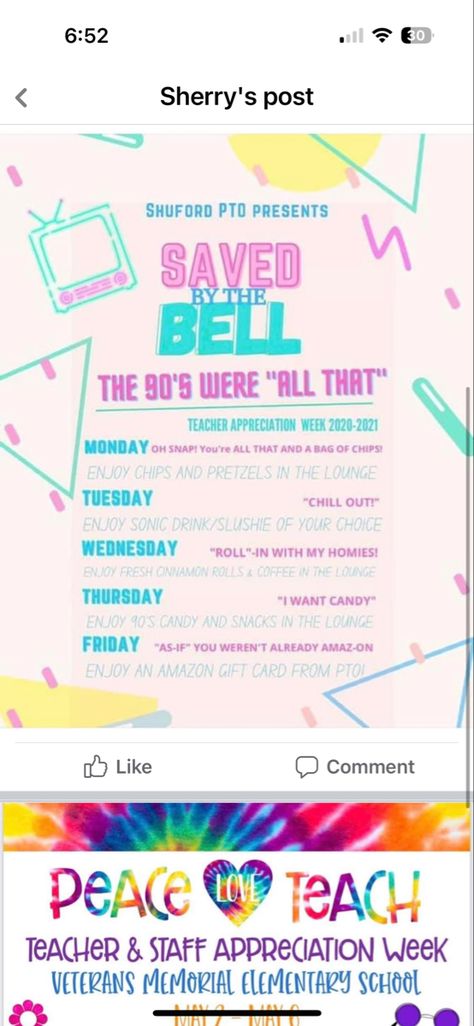 After School Appreciation Week, Alf Week Ideas, 90s Themed Teacher Appreciation, Totally 90s Teacher Appreciation, Decades Teacher Appreciation Week, Groovy Teacher Appreciation Week, 90s Teacher Appreciation Week, 90s Theme Teacher Appreciation Week, Teacher Appreciation Week Themes Ideas