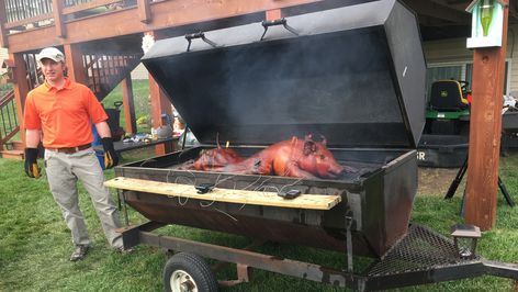 How to roast a whole pig: You'll need time, average cooking skills — and a mop Whole Pig Roast Wedding, Whole Hog Bbq Pig Roast, Pig Roaster Diy How To Build, Roast Pig Whole, Pig Spit Roaster, Whole Pig Roast, Hog Recipes, Pig Roast Recipes, Pig Rotisserie