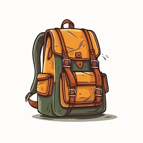 A cartoon backpack with a strap that say... | Premium Vector #Freepik #vector #bagpack #backpack #rucksack #schoolbag 2d Backpack, Backpack Vector, Backpack Drawing, Preschool Designs, Character Game, Inktober 2024, Cartoon Backpack, 3d Modelling, Student Backpacks