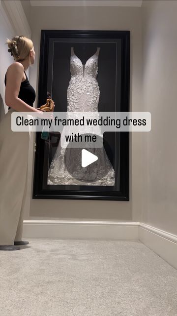 Megan and Mark on Instagram: "Come clean my wedding dress with me 🫶🏼🥰  • • • #weddingdress #weddingday #weddingideas #framedart #framedweddingdress #framedwallart #maggiebrides #homeaccount #neutraldecor #neutralhomesfeature #neutralstyledhome #neutralhome #1930shouse #1930srenovation #1930shouserenovation" Wedding Dress Wall Art, Wedding Dress Frame Display, Townhome Apartment, Frame Wedding Dress, Framed Wedding Dress, Wedding Dress Shadow Box, Wedding Dress Frame, Wedding Dress Display, 1930s House Renovation