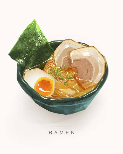 Noodle Art, Japanese Food Illustration, Food Illustration Design, So Hungry, Food Artwork, Food Sketch, Food Illustration Art, Watercolor Food, Cute Food Drawings