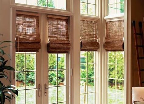 15 Brilliant French Door Window Treatments French Door Coverings, Patio Door Window Treatments, French Door Window Treatments, French Door Windows, Pintu Interior, Door Shades, Sliding Door Window Treatments, Window Treatments Ideas, Door Window Treatments