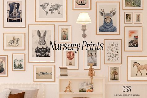 The Grand Gallery. 2222+ Prints | Background Graphics ~ Creative Market Neutral Nursery Art, Gallery Wall Nursery, Vintage Nursery Decor, Neutral Print, Nursery Room Inspiration, Woodland Decor, Earth Art, Art Storage, Vintage Nursery