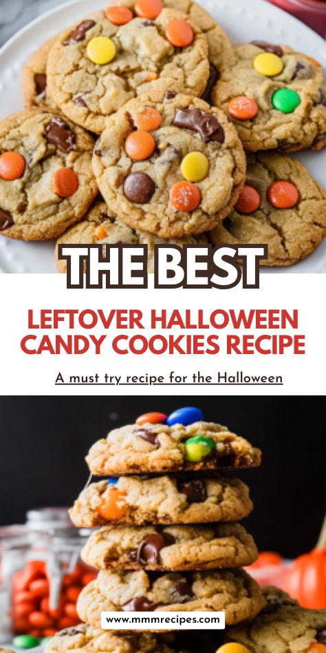 Got leftover Halloween candy? Turn them into deliciously gooey, chunky cookies! This fun recipe is perfect for transforming that extra stash into a new family favorite. From chocolate bars to candy corn, these cookies mix it all in for an explosion of flavors in each bite! Follow this easy recipe, and watch how fast they disappear! 🍬🍫 Save this pin and make the most of your candy haul! 🎃🍪 Browned Butter Halloween Candy Cookies, Halloween Candy Cookies Brown Butter, Brown Butter Halloween Candy Cookies, Leftover Candy Cookies, Halloween Candy Desserts Leftover, Cookies With Halloween Candy, Halloween Candy Cookies Leftover, Candy Filled Cookies, Halloween Candy Leftover Ideas