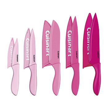 Cuisinart Ceramic Coated 10-pc. Knife Set, Color: Pink - JCPenney Girly Kitchen, House Essentials, Pink Kitchen, Apartment Decor Inspiration, Cute Kitchen, Pink Bedding, Ceramic Coating, Knife Set, Cute Room Decor