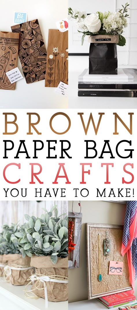 When you think of a Brown Paper Bag you usually think of shopping…lunch…dare I say garbage?  Well let me tell you the Brown Paper Bag has a million and one uses that are far and beyond the traditional Uses!  Today we have a collection of Brown Paper Bag Crafts You Have To Make.  From Vases … Paper Bag Uses, Paper Bag Sewing Pattern, Upcycle Brown Paper Bags, Paper Bag Crafts For Adults, Paper Lunch Bag Crafts, Paper Bag Tree Craft, Fall Paper Bag Crafts, Lunch Bag Crafts, Crafts With Paper Bags