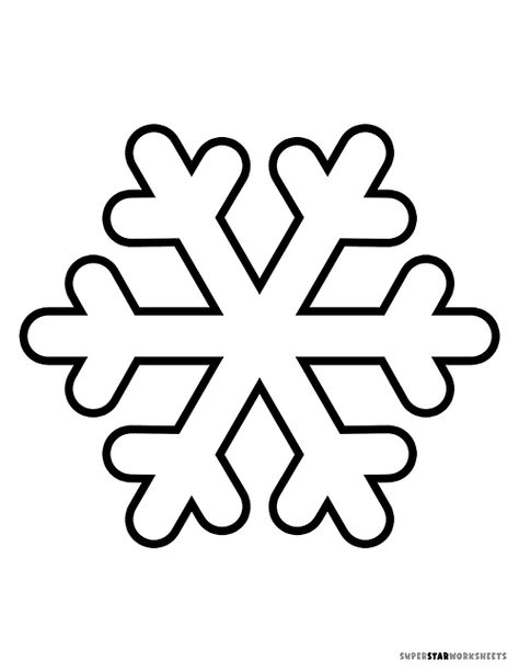 White Craft For Preschool, Snowflack Template, Simple Snowflake Patterns For Kids Free Printable, Simple Snowflake Template Free Printable, Snow Flake Cut Outs, Snow Flake Drawing Simple, Large Snowflake Template, Snowflake Cut Out, Holiday Worksheets For Preschool