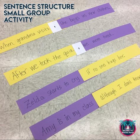 Small group intervention activity for how to teach sentence structure to struggling students #sentencestructure #middleschoolela Complex Sentences Activities, Sentence Structure Activities, Teaching Sentences, Complex Sentence, Simple And Compound Sentences, Sentence Types, Punctuation Rules, Writing English, Lucy Calkins