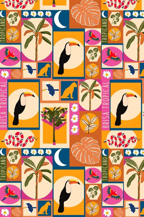 Wallpaper Seni, Tropical Animals, Arte Inspo, Tropical Art, Tropical Pattern, Art And Illustration, Pattern Illustration, 로고 디자인, Samba