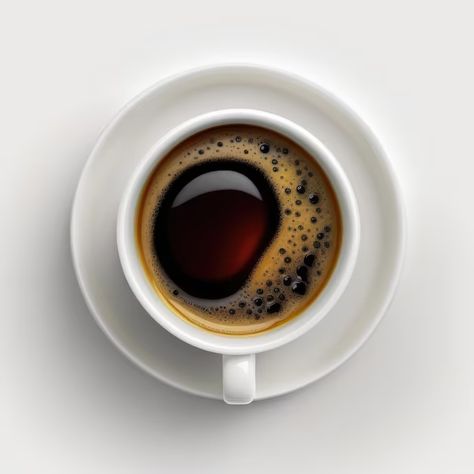 Premium Photo | Photo a cup of coffee is on a saucer with the word coffee on it Coffee Top View, Photo Cup, Fresh Morning, Americano Coffee, Brown Cups, Coffee Images, Coffee Photos, Coffee Culture, Photo Photo