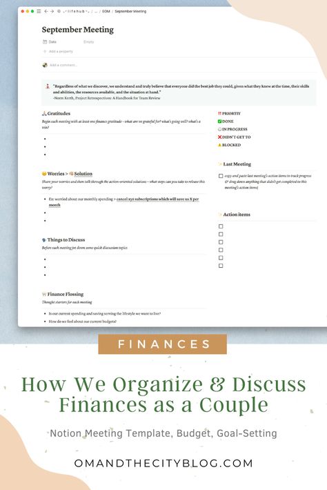 Notion Finance Template, Jules Acree, Finance Template, Couple Finances, Couples Money, Meeting Template, Holistic Lifestyle, Wellness Inspiration, Money Habits