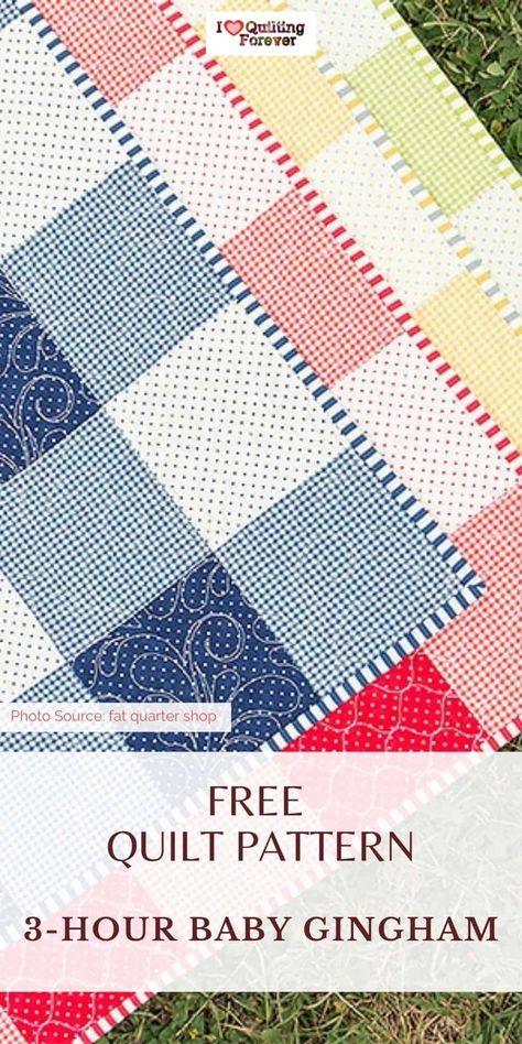 Quilts With Gingham Fabric, Quick Easy Quilts To Make, Free Crib Quilt Patterns, Gingham Quilts Ideas, Gingham Patchwork Quilt, Scrappy Baby Quilts, Quilts For Baby Boys, Crib Quilt Pattern Free, Full Size Quilt Patterns Free