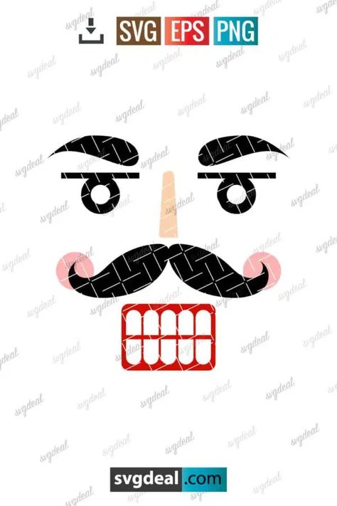 Nutcracker Face Svg Gingerbread Face Svg Free, Nutcracker Face, Nutcracker Face Template, Nutcracker Svg, Tooth Template, Face Stencils, Face Template, Christmas Crafts For Gifts, Svg Free Files