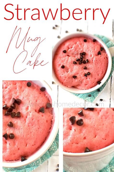 Strawberry Cake In A Cup, Mug Cakes Using Box Mixes, Mug Cake Strawberry, Mug Cake Recipe With Box Cake, Strawberry Mug Cake Microwave, Cake Mix In A Mug, Mug Cake Cake Mix, Healthy Strawberry Cake, Strawberry Mug Cake