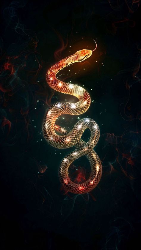 free wallpapers 4K snake, lights, flickering, space, art for mobile and desktop Bokeh Art, Magic Snake, Dark Black Wallpaper, Snake Art, Motorcycle Art, Art Animals, Yellow Cat, Texture Vector, Tree Silhouette