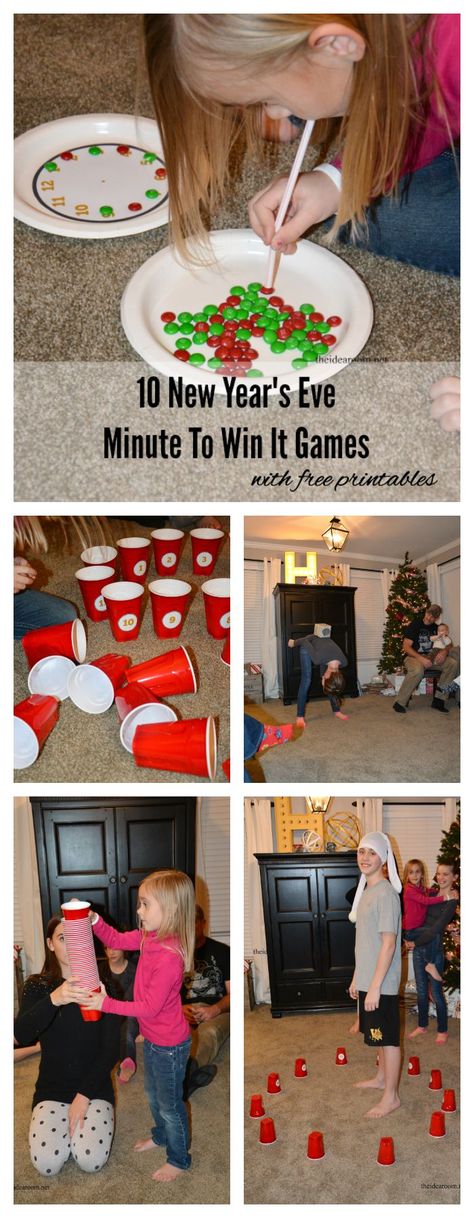 New Year's Eve Minute To Win It Games Nye Family Games, Nye Party Games For Kids, New Years Eve Pizza, New Year Games Families, Nye Games For Families, New Years Games Families, Nye Kids, Kids Nye, Nye Birthday