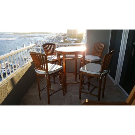 Chic Teak Orleans 5 Piece Pub Set with Optional Cushions Pub Set, Patio Bar Stools, Pub Table Sets, Patio Bar Set, Dinette Sets, Counter Height Table, Patio Bar, Pub Table, Patio Dining Set