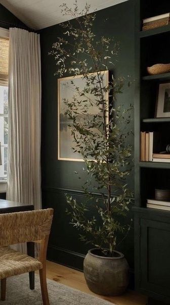 Living Room Plant Wall, Small Kids Playroom Ideas, Small Kids Playroom, Bedroom Decor Small, Green Walls Living Room, Home Ideas Kitchen, Guys Room Aesthetic, Dark Green Living Room, House Lounge