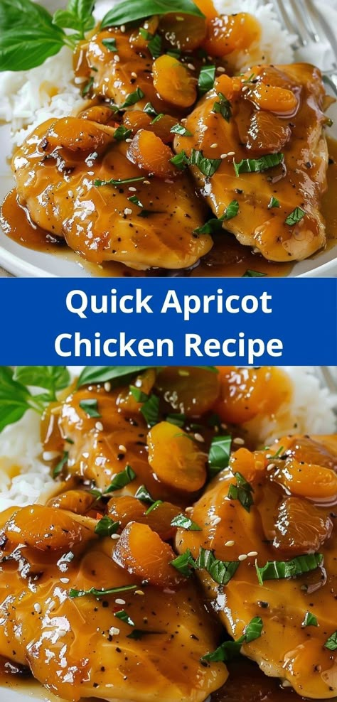 Craving chicken recipes healthy? This Quick Apricot Chicken Recipe is a must-try. A delicious dinner recipe that combines apricots for a unique twist. Apricot Chicken Breast, Apricot Chicken Recipes, Chicken Breast Dishes, Chicken Recipes For Dinner, New Chicken Recipes, Apricot Recipes, Apricot Chicken, Chicken Recipies, Sauce For Chicken