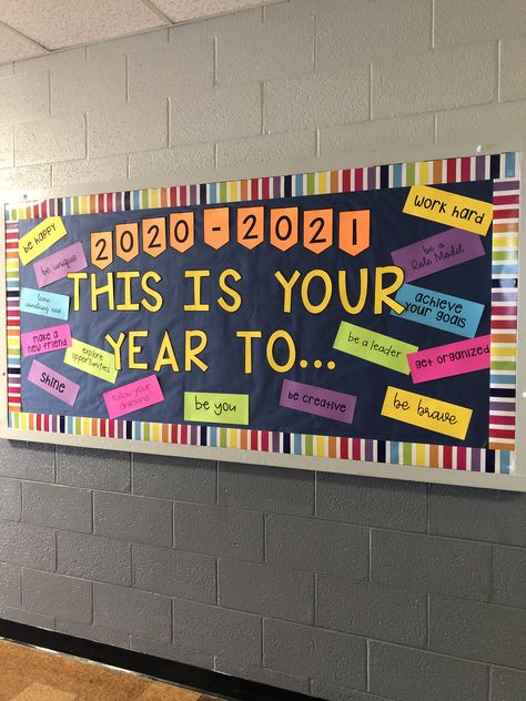 Wow Boards Ideas, High School Information Bulletin Board, New Year Soft Board Decoration, Welcome Back To School Bulletin Boards Elementary Hallway, Dream Big Bulletin Board, Classroom Softboard Decoration Ideas, Welcome Back Bulletin Boards Middle School, Long Bulletin Board Ideas, Bullition Board Decoration