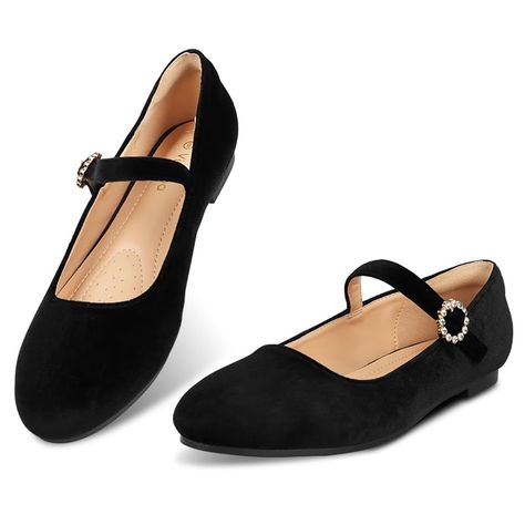 PRICES MAY VARY. 【Stylish and Comfortable】Our womens mary jane flats are crafted to offer a blend of style and comfort. Featuring a sleek black design, these womens mary jane flats are ideal for any formal occasion. Designed specifically for women, these mary jane shoes women guarantee all-day wear without any discomfort. 【Versatile and Timeless】Our black flat is a versatile addition to any wardrobe. They effortlessly complement both casual and formal outfits, making them a timeless and essentia Womens Mary Jane Shoes, Dressy Flats Shoes, Formal Flats, Womens Mary Jane Flats, Black Formal Shoes, Casual Ballet Flats, Mary Jane Shoes Flat, Mary Jane Ballet Flats, Strap Flats