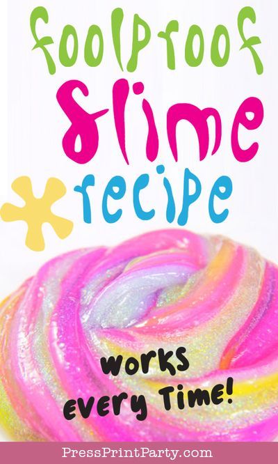 Foolproof slime recipes for hours of gooey fun. Easy and foolproof slime recipes. Without borax (with contact solution) and with borax and glue. Fluffy slime, clear slime, glitter slime, foam slime, puffy slime. Easy for kids homemade slime. W. tips on how to make slime un-sticky or not rubbery. Basic stretchy slime recipes you can modify on your own. Made with Elmers glue. Clear and white glue. with lotion, shampoo, soap and other ingredients. #slime Press Print Party! Slime Recipe Clear Glue, Slime Recipe Clear, Puffy Slime, Stretchy Slime, Slime Easy, Slime Clear, Cool Slime Recipes, Homemade Slime Recipe, Clear Glue Slime