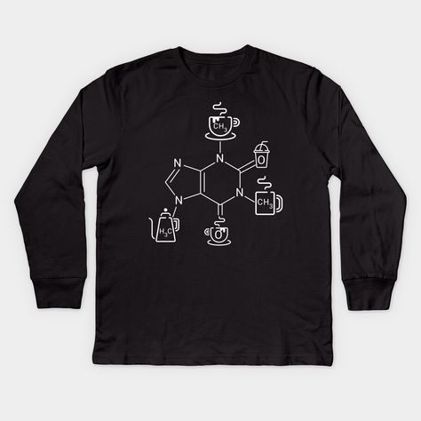 Coffee Barista, Espresso Bar, Coffee Lovers, Long Sleeve T Shirts, Funny Design, Chemistry, Coffee Lover, Coffee Shop, Long Sleeve Tshirt Men