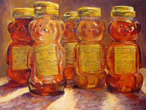 Honey Bear Parade Original Painting by CindyAndersonFineArt, $3200.00 Honey Bear, Bending, Wood Paneling, Etsy Listing, Giclee Print, Printed Items, Jam, Original Paintings, Honey