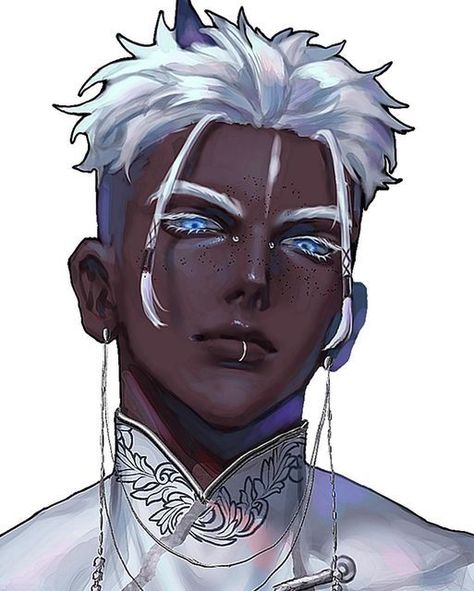 Character With White Hair, Black Anime Guy, الفن الرقمي, Anime Guy, Black Anime, Black Characters, 인물 드로잉, Black Anime Characters, Black Art Pictures