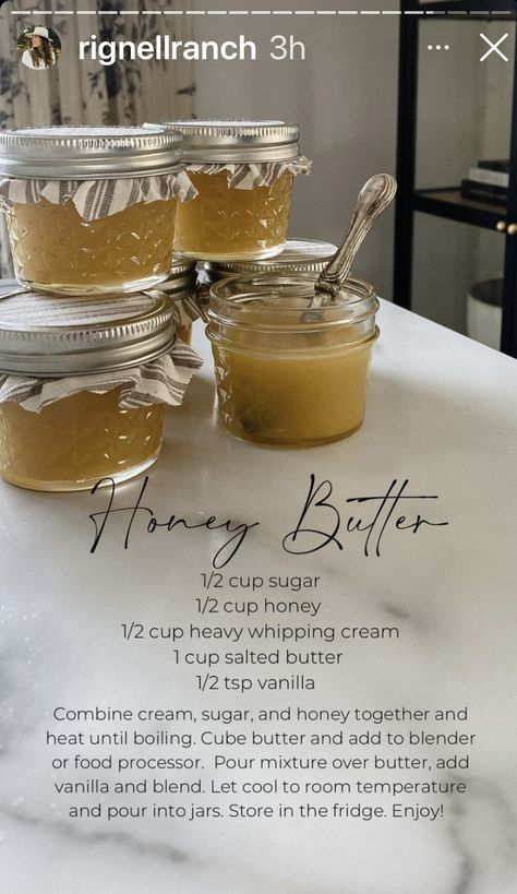 Freezing Food Storage, Christmas Party Menu, Honey Butter Recipe, Vanilla Honey, Recipes With Whipping Cream, Homemade Butter, Honey Recipes, Whipping Cream, Honey Butter