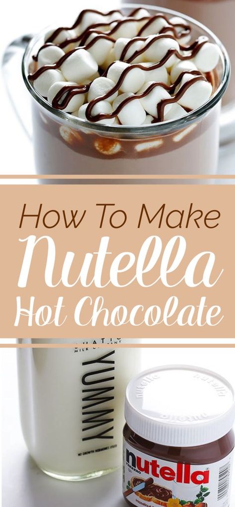 Hot chocolate is amazing, but nutella hot chocolate? Say no more! Nutella Muffin, How To Make Nutella, Nutella Hot Chocolate, Coconut Smoothie Recipe, Hot Chocolate Milk, Children's Library, Nutella Brownies, Homemade Nutella, Banana Nutella