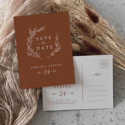 Fall Save The Dates, Winterthur Wedding, Fall Desert, Save The Date Classic, Whimsical Minimalist, Minimalist Leaves, Bohemian Autumn, Simple Save The Date, Rustic Save The Date