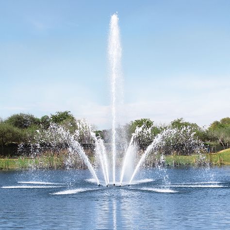 When you really want drama, this fountain makes a splash #pondfountain #lakefountain #pond #lake Systems Of Equations, Pond Fountains, Fountain Design, Fountain Feature, Fountain Pump, Indoor Fountain, Outdoor Fountain, Pond Design, Diy Water