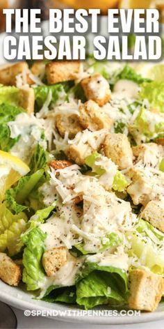 A classic caesar salad dressing is the perfect side for almost any meal. This recipe has a rich and delicious dressing homemade from scratch! #spendwithpennies #caesarsalad #recipe #sidedish #homemade #classic Homemade Ceasar Salad, Caesar Salad Dressing Recipe, Classic Caesar Salad, Caesar Salad Dressing, Caesar Salad Recipe, Salad Dressing Recipes Homemade, Caesar Dressing, Best Salad Recipes, Homemade Salads