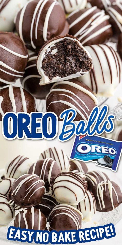 These Oreo balls feature all the yummy creamy and chocolatey goodness of an Oreo cookie in bite-size form. Homemade Oreo Balls, Pretzel Oreo Balls, Christmas Oreo Recipes, Oreo Balls Without Food Processor, Oreo Peanut Butter Balls, Monster Oreo Balls, Oreo Party Ideas, Peanut Butter Oreo Balls, How To Make Oreo Balls